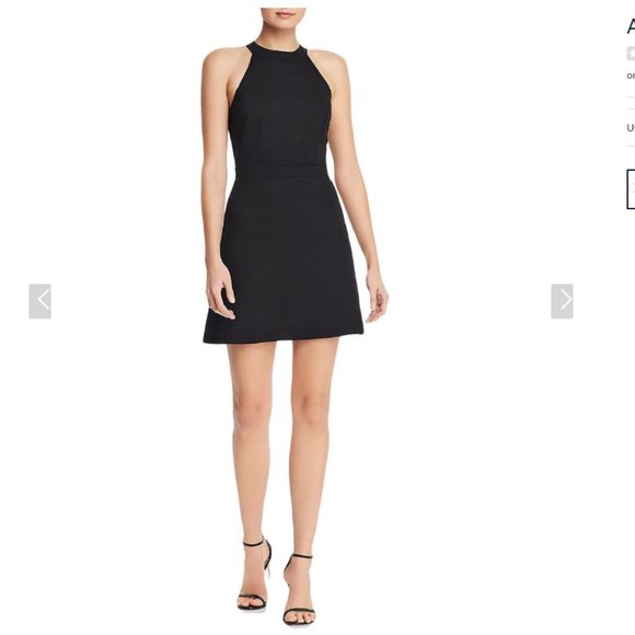 NWT Aqua Womens High Neck Fit & Flare Bodycon Dress  M / Black LBD Bloomingdales - Picture 3 of 3
